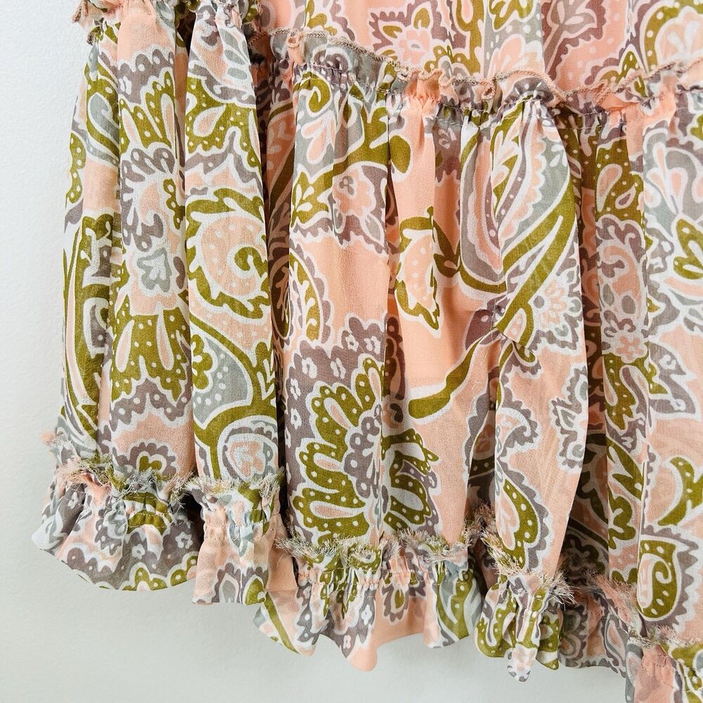 Chadwicks of Boston Peach Paisley Tiered Flowy Lined Skirt Cottagecore Size XL - Picture 3 of 9